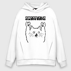 Толстовка оверсайз мужская Scorpions - rock cat, цвет: белый