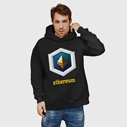Толстовка оверсайз мужская Логотип Ethereum, цвет: черный — фото 2