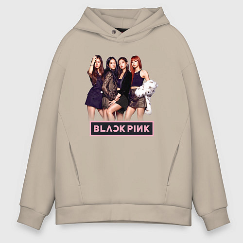 Мужское худи оверсайз Rose Blackpink kpop / Миндальный – фото 1