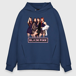 Толстовка оверсайз мужская Rose Blackpink kpop, цвет: тёмно-синий