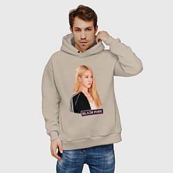 Толстовка оверсайз мужская Blackpink Rose music, цвет: миндальный — фото 2