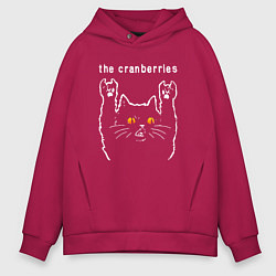 Толстовка оверсайз мужская The Cranberries rock cat, цвет: маджента