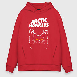 Толстовка оверсайз мужская Arctic Monkeys rock cat, цвет: красный