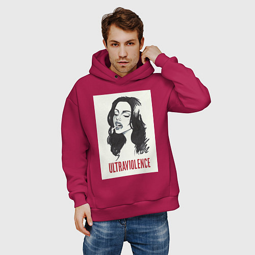 Мужское худи оверсайз Ultraviolence / Маджента – фото 3
