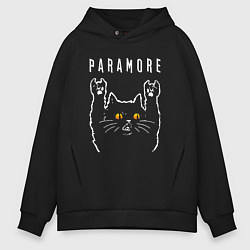 Толстовка оверсайз мужская Paramore rock cat, цвет: черный