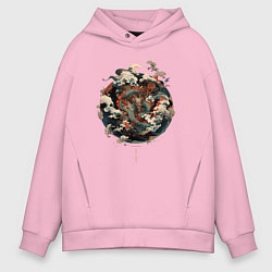 Толстовка оверсайз мужская Power of the Dragon god, цвет: светло-розовый