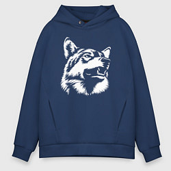 Толстовка оверсайз мужская Голова волка Wolf head, цвет: тёмно-синий