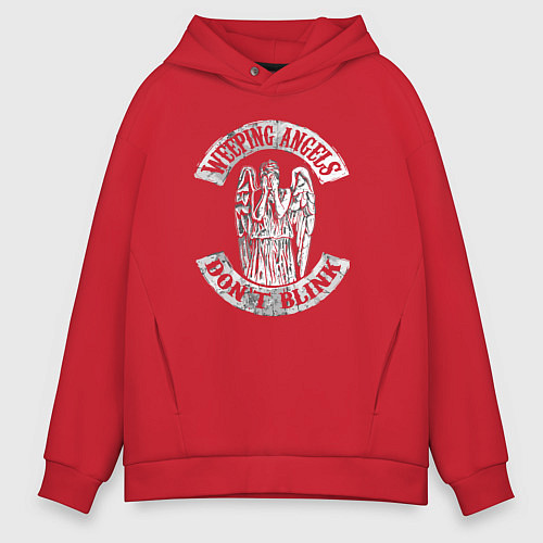 Мужское худи оверсайз Плачущие ангелы / Красный – фото 1