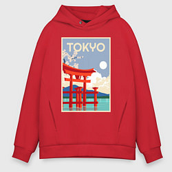 Толстовка оверсайз мужская Tokyo - japan, цвет: красный