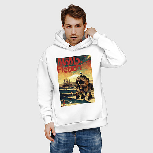 Мужское худи оверсайз MoMo - Skull Rock / Белый – фото 3