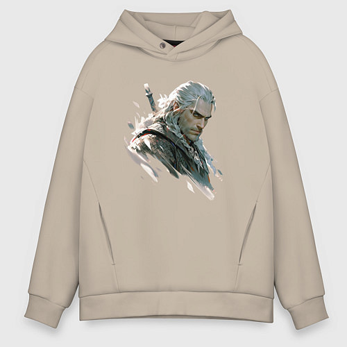 Мужское худи оверсайз Портрет Ведьмака / Миндальный – фото 1