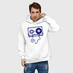 Толстовка оверсайз мужская Music cassette, цвет: белый — фото 2