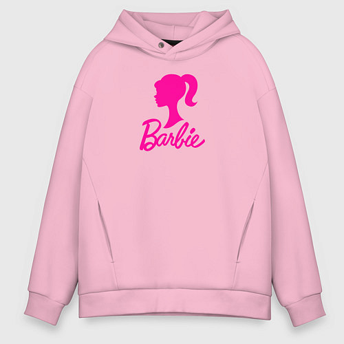 Мужское худи оверсайз Розовый логотип Барби / Светло-розовый – фото 1