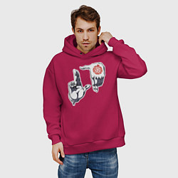 Толстовка оверсайз мужская Хеллсинг ладони Алукарда, цвет: маджента — фото 2