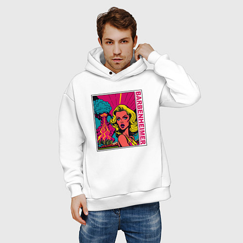 Мужское худи оверсайз Барби Барбенгеймер / Белый – фото 3