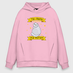 Толстовка оверсайз мужская Ты-пыль во вселенной, а я - котик, цвет: светло-розовый