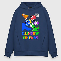 Толстовка оверсайз мужская Rainbow Friends персонажи, цвет: тёмно-синий
