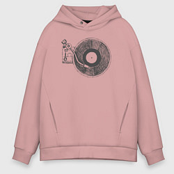 Толстовка оверсайз мужская Vinyl style, цвет: пыльно-розовый