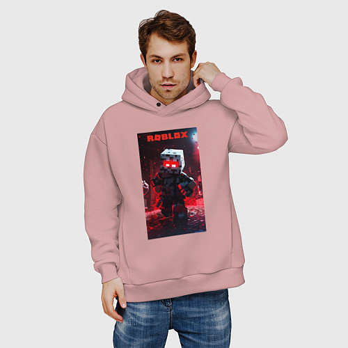 Мужское худи оверсайз Roblox red style / Пыльно-розовый – фото 3
