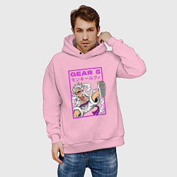 Толстовка оверсайз мужская One piece - gear 5 белый, цвет: светло-розовый — фото 2