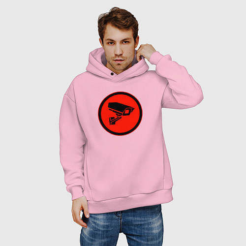 Мужское худи оверсайз Skibidi toilet Камера / Светло-розовый – фото 3