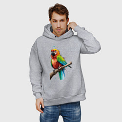 Толстовка оверсайз мужская Попугай какаду, цвет: меланж — фото 2