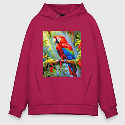 Толстовка оверсайз мужская Яркий красный ара, цвет: маджента