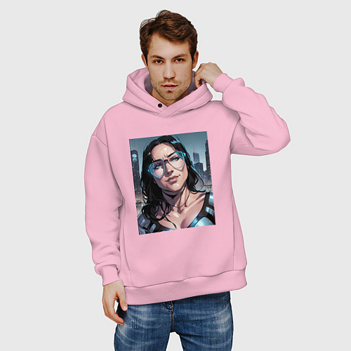 Мужское худи оверсайз Вольная девица / Светло-розовый – фото 3