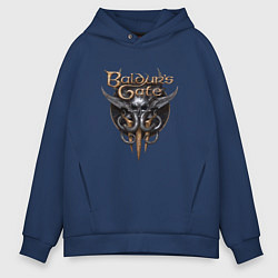 Толстовка оверсайз мужская Baldurs Gate 3 - logotype, цвет: тёмно-синий