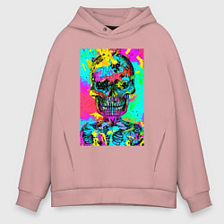 Толстовка оверсайз мужская Cool skull - pop art - vogue, цвет: пыльно-розовый