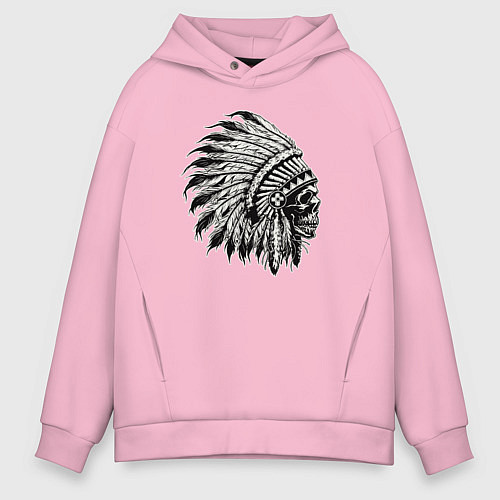 Мужское худи оверсайз Индеец шаман / Светло-розовый – фото 1