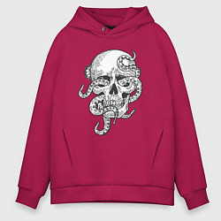 Толстовка оверсайз мужская Skull octopus, цвет: маджента