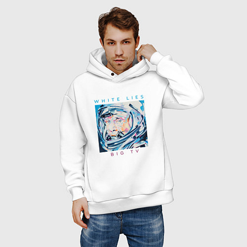 Мужское худи оверсайз White Lies - Big TV / Белый – фото 3