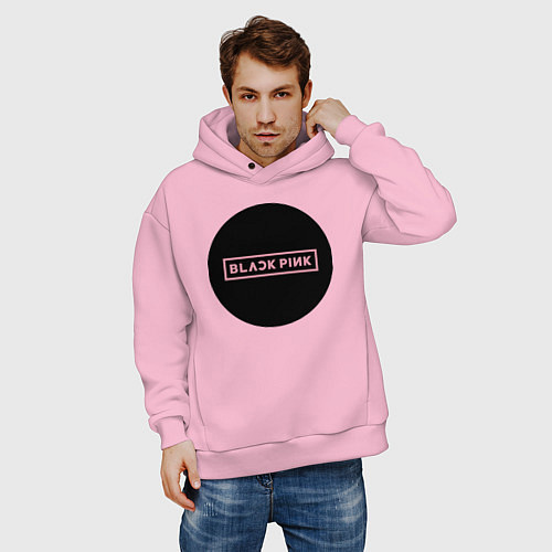 Мужское худи оверсайз Black pink - logotype - group - South Korea / Светло-розовый – фото 3