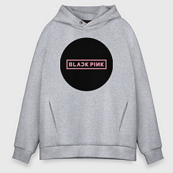 Толстовка оверсайз мужская Black pink - logotype - group - South Korea, цвет: меланж