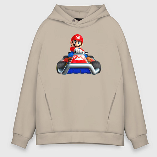Мужское худи оверсайз Марио гоняет / Миндальный – фото 1