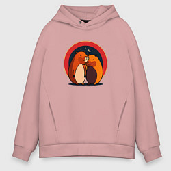 Толстовка оверсайз мужская Капибары и любовь, цвет: пыльно-розовый