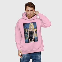 Толстовка оверсайз мужская Уруми Канзаки, цвет: светло-розовый — фото 2