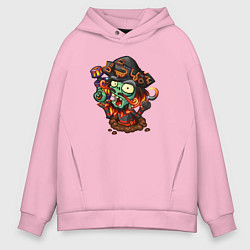 Толстовка оверсайз мужская Зомби-пират с крюком, цвет: светло-розовый