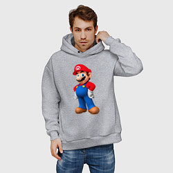 Толстовка оверсайз мужская Марио стоит, цвет: меланж — фото 2