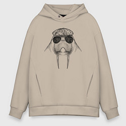 Толстовка оверсайз мужская Морж модный, цвет: миндальный