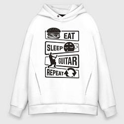 Толстовка оверсайз мужская Eat sleep guitar repeat, цвет: белый