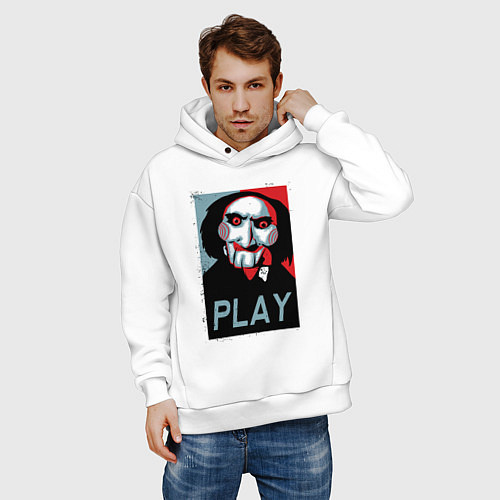 Мужское худи оверсайз Play saw / Белый – фото 3
