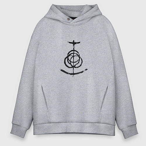 Мужское худи оверсайз Символ Elden Ring / Меланж – фото 1