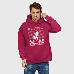 Толстовка оверсайз мужская Sweater dragon year, цвет: маджента — фото 2