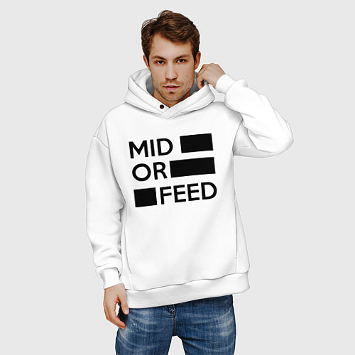 Мужское худи оверсайз Mid or feed / Белый – фото 3