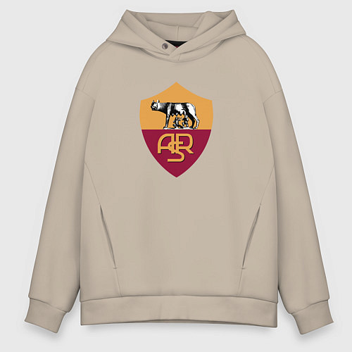 Мужское худи оверсайз Roma fc club / Миндальный – фото 1