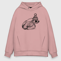 Толстовка оверсайз мужская Медоед стильный, цвет: пыльно-розовый