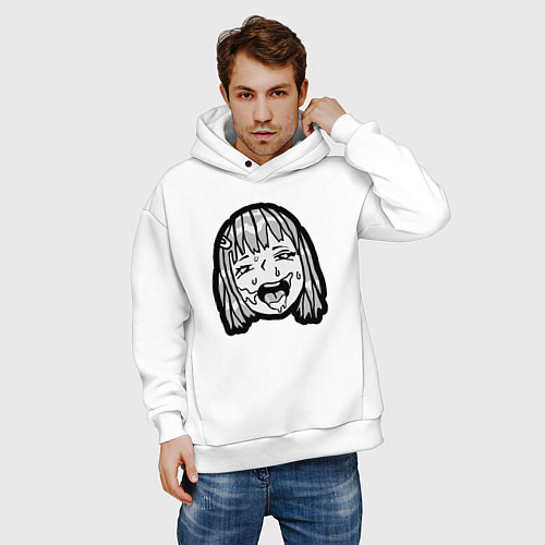 Мужское худи оверсайз Ahegao baby / Белый – фото 3