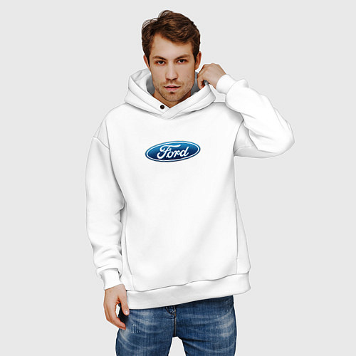 Мужское худи оверсайз Ford usa auto brend / Белый – фото 3